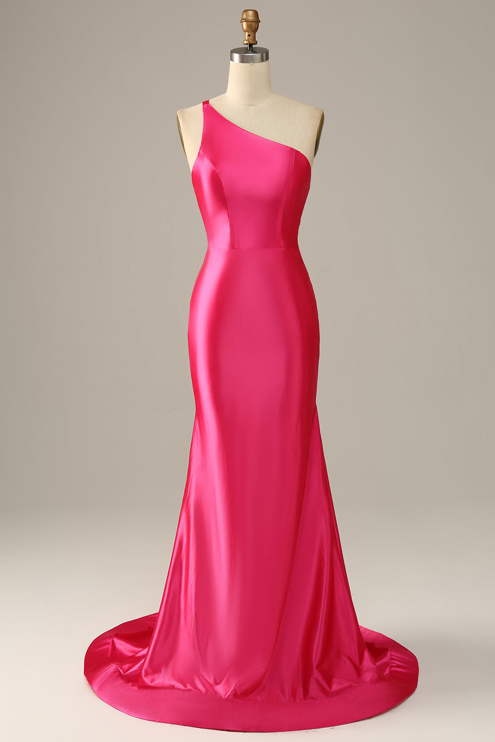 Fuchsia Eine Schulter Meerjungfrau Ballkleid