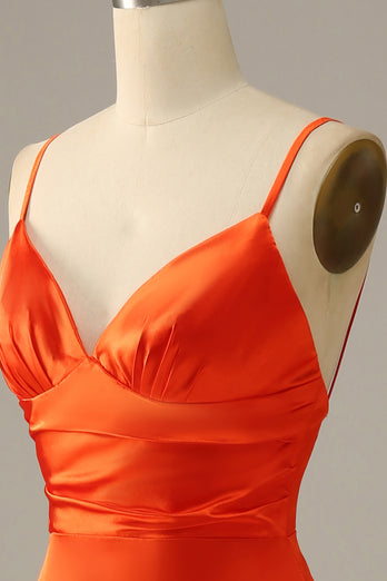 Orange Spaghetti Träger Meerjungfrau Ballkleid