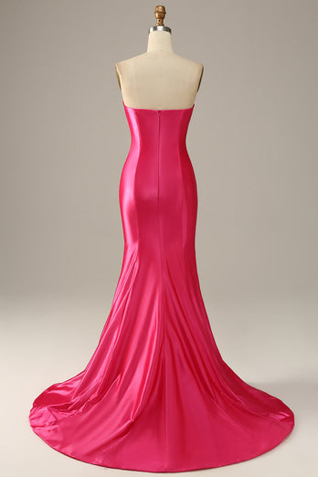 Fuchsia Herzausschnitt Meerjungfrau Ballkleid