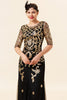 Laden Sie das Bild in den Galerie-Viewer, Goldene Pailletten Glitzer Flapper Kleid mit 1920er Jahre Accessoires Set