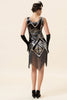 Laden Sie das Bild in den Galerie-Viewer, Silberne Fransen Pailletten Glitzer Flapper Kleid mit 20er Jahre Accessoires Set