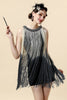 Laden Sie das Bild in den Galerie-Viewer, Apricot Fransen Flapper Kleid mit 20er Jahre Accessoires Set