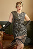 Laden Sie das Bild in den Galerie-Viewer, Goldene Pailletten Plus Size 1920er Jahre Gatsby Kleid mit 20er Jahre Zubehör Set