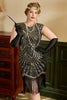 Laden Sie das Bild in den Galerie-Viewer, Goldene Pailletten Plus Size 1920er Jahre Gatsby Kleid mit 20er Jahre Zubehör Set