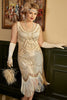 Laden Sie das Bild in den Galerie-Viewer, Apricot Plus Size 1920er Jahre Gatsby Kleid mit 20er Jahre Zubehör Set