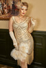 Laden Sie das Bild in den Galerie-Viewer, Apricot Plus Size 1920er Jahre Gatsby Kleid mit 20er Jahre Zubehör Set