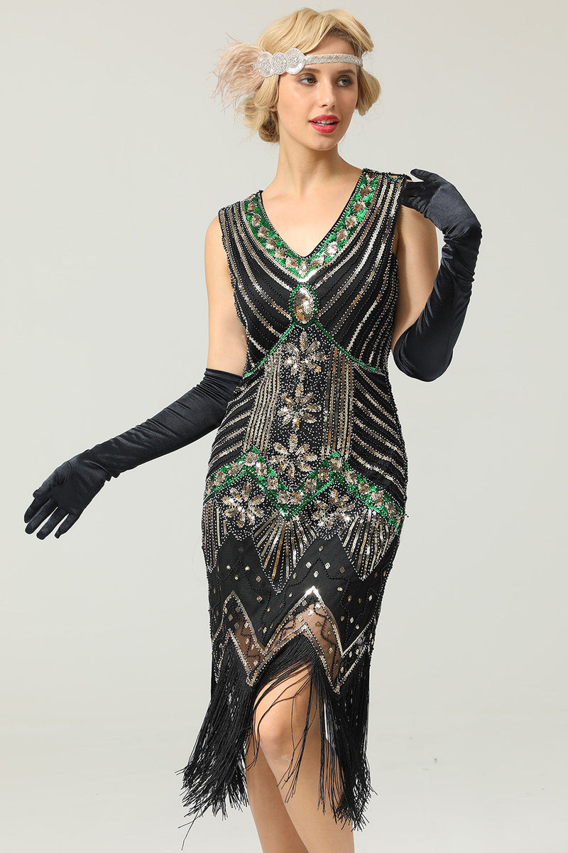 Laden Sie das Bild in den Galerie-Viewer, Royal Blue Glitter Fransen Gatsby 1920er Jahre Flapper Kleid