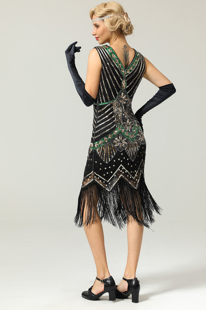 Laden Sie das Bild in den Galerie-Viewer, Royal Blue Glitter Fransen Gatsby 1920er Jahre Flapper Kleid