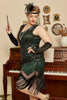 Laden Sie das Bild in den Galerie-Viewer, Pailletten dunkelgrün Plus Size 1920er Jahre Flapper Kleid