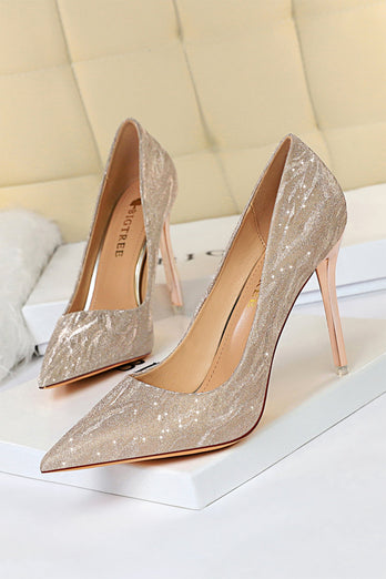 Flache Zehen Pailletten Stiletto High Heels