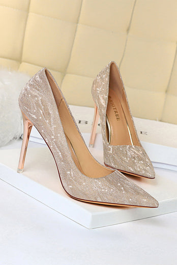 Flache Zehen Pailletten Stiletto High Heels