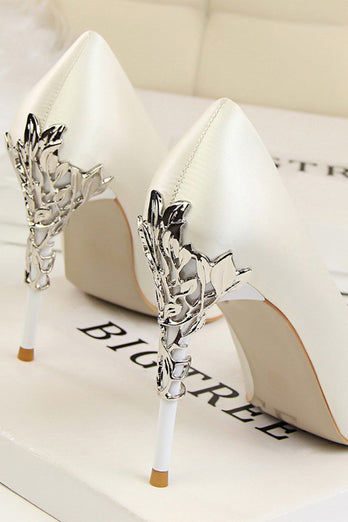 Burgunder flacher Metall Stiletto Heels