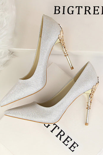 Burgunder flacher Metall Stiletto Heels